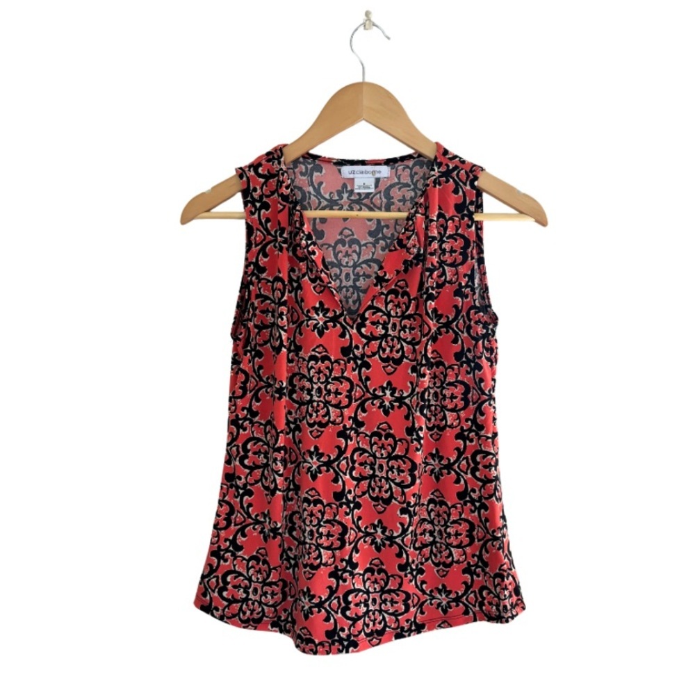 Liz Claiborne Size M Red & Black Victorian Print Tank Top